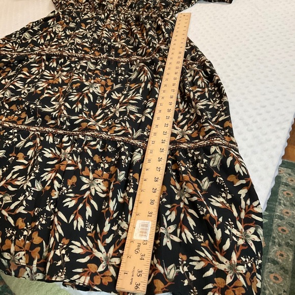 Max Studio Floral Print Midi Dress Ruffle Neck Elastic Waist Tiered Skirt 1x - Picture 5 of 8